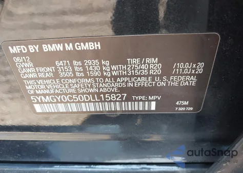 2013 BMW X5 M z USA, uszkodzony, nr VIN 5YMGY0C50DLL15827